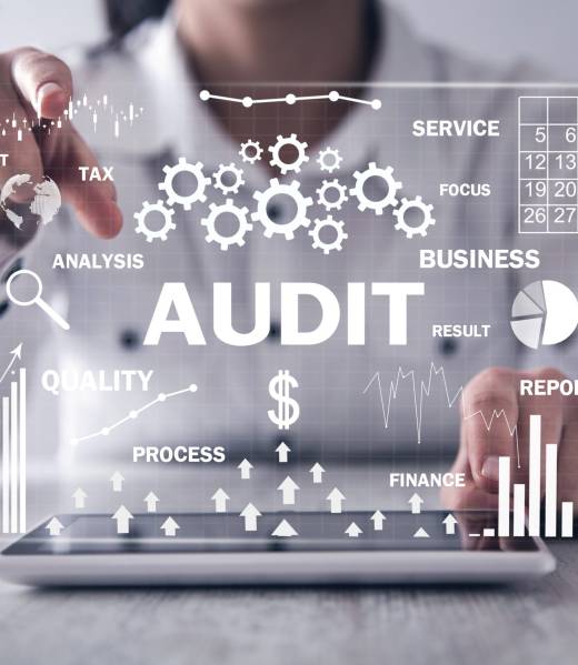Audit. Business charts with words. Business concept
